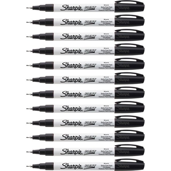 Sharpie Paint Markers, Oil Base, Extra Fine, 12/BX, Black PK SAN35526BX